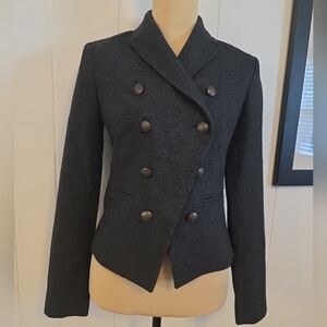 Banana Republic Military Marching Band Style Dk Gray Wool Blend Jacket Size 0